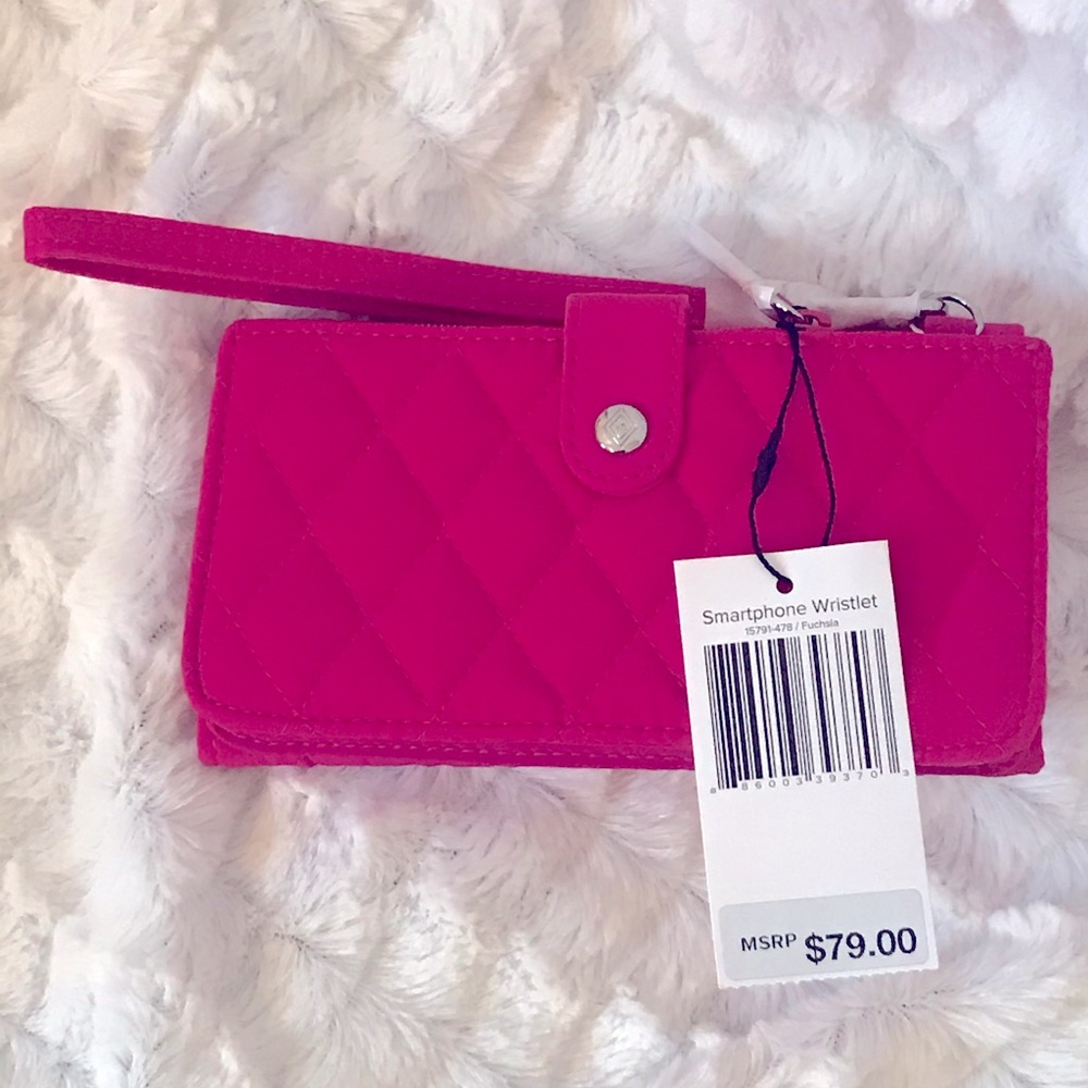 New Vera Bradley Fuchsia Smartphone RFID Wristlet